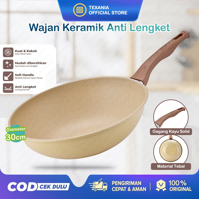 ModernCook Wajan Keramik 30cm Wajan Anti Lengket Warna Cream Kitchenware