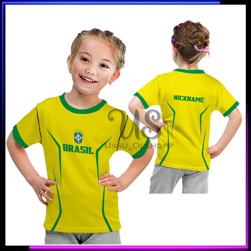 BAJU BOLA BRASIL ANAK / JERSEY BRAZIL ANAK LAKI LAKI DAN PEREMPUAN USIA 2-12 TAHUN