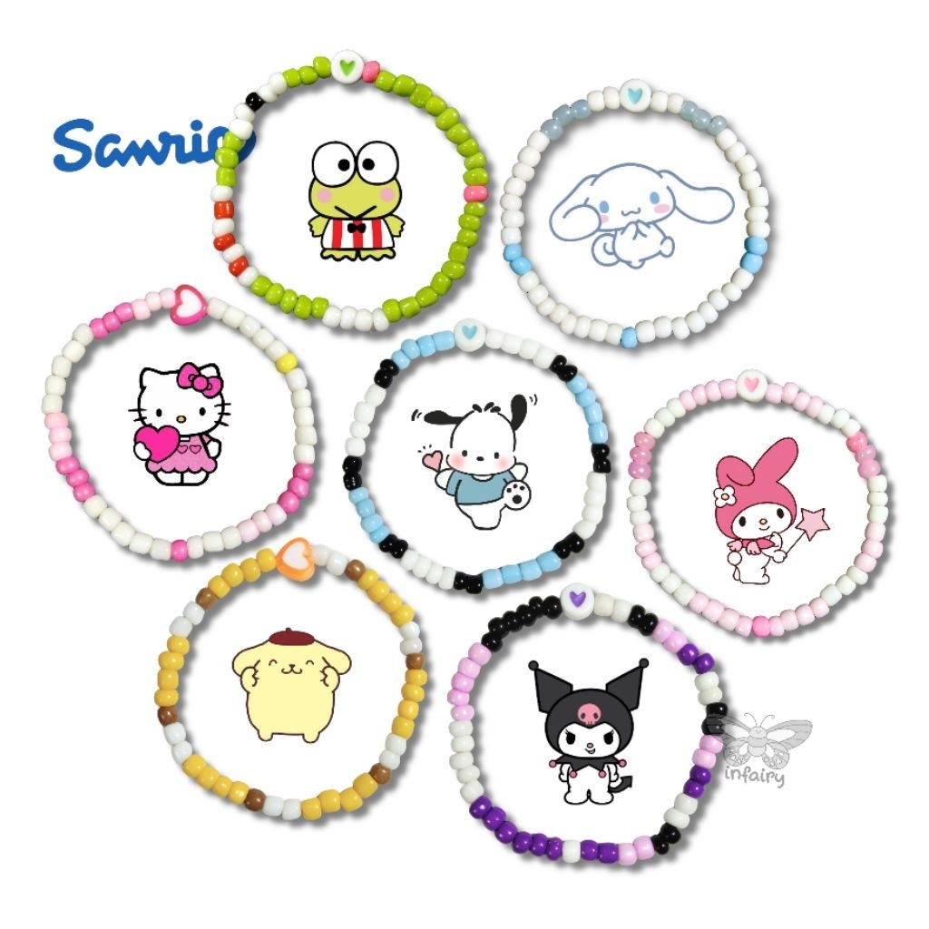 [Bracelet Character] Bracelet Gelang Manik Mote Karakter - Sanrio Kuromi My melody Cinamoroll Hello 