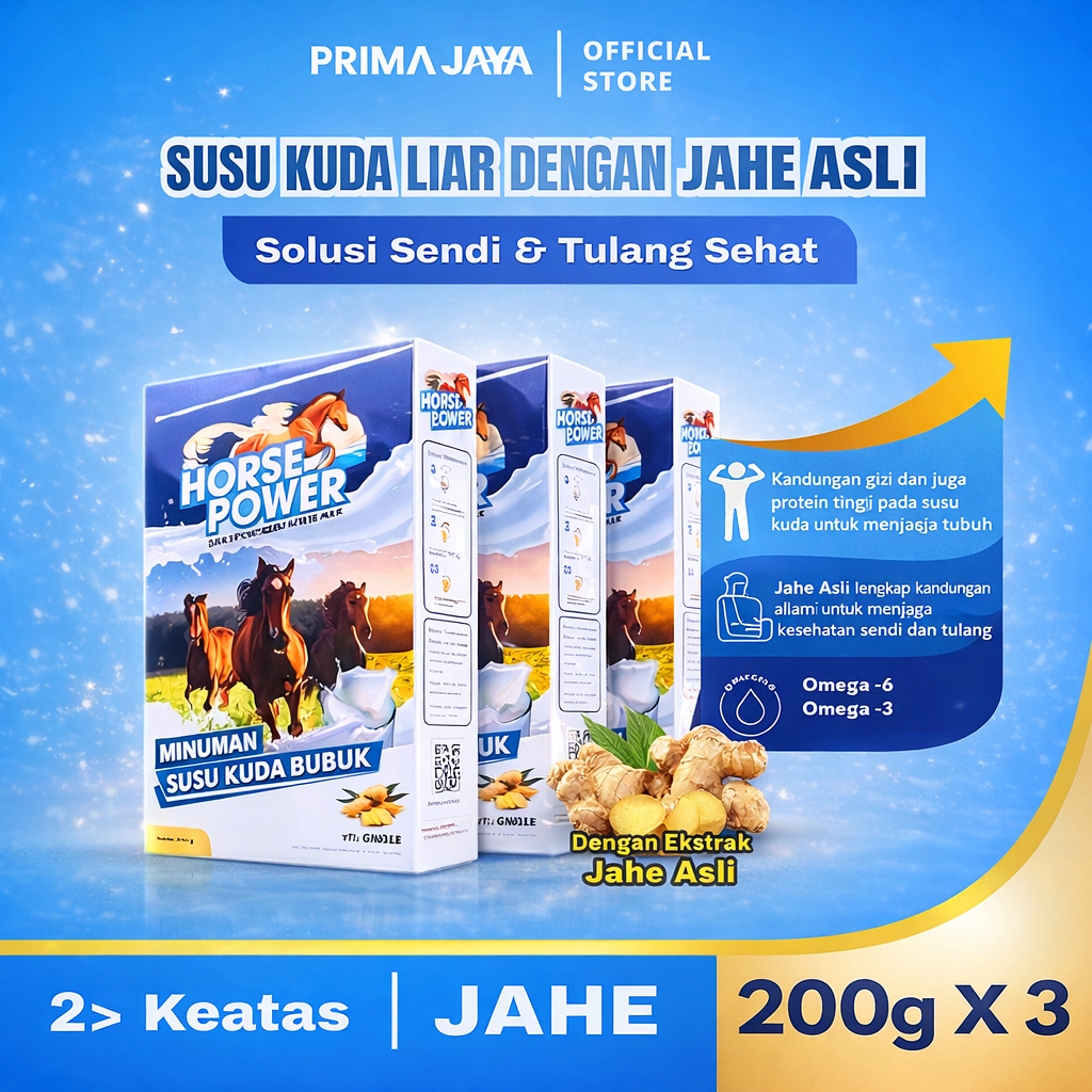 HORSE POWER SUSU KUDA ASLI | KEMASAN 200g x 3 BOX | SUSU ASAM URAT REMATIK DLL