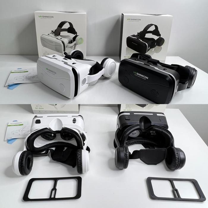 VR Box 3D IMAX Screen Virtual Reality Glasses dengan Headphone Untuk HP Android iPhone 5 6 7 Inch Or