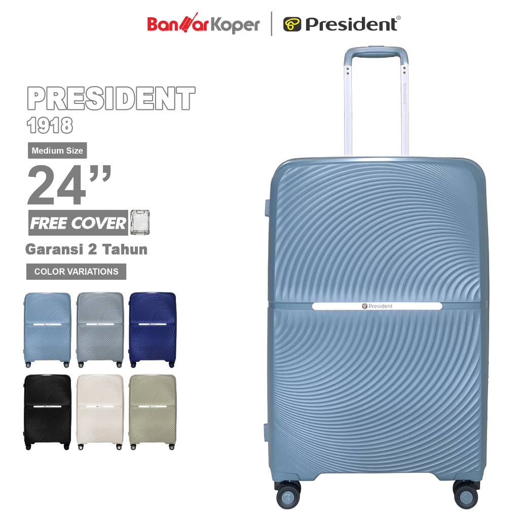 President 1918 Original Koper 24 Inch Hardcase PP Anti Pecah Ringan TSA Expandable
