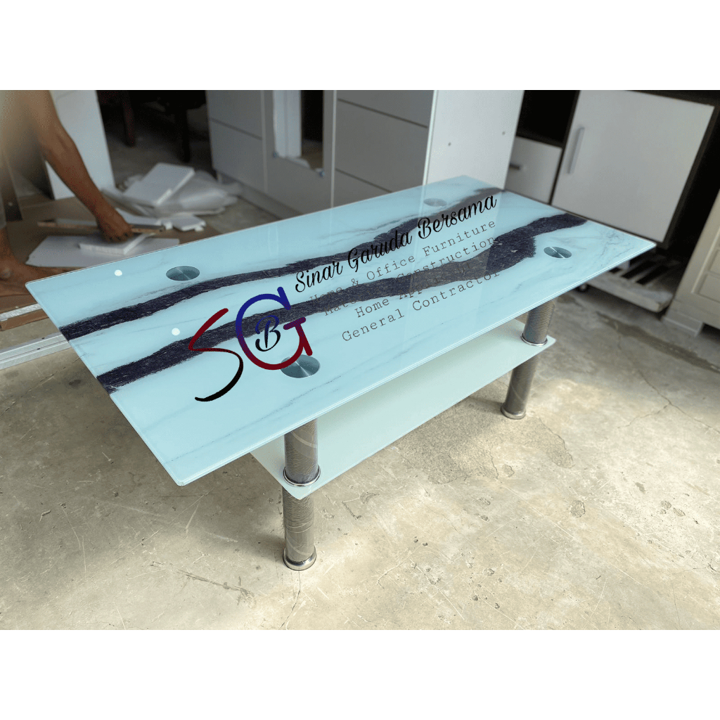MEJA TAMU KACA / MEJA SOFA KACA 2 TINGKAT