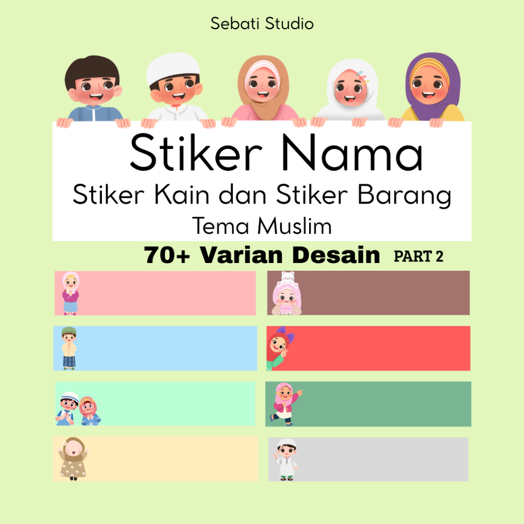 (<1 Hari Jadi) Stiker Nama Stiker Kain & Stiker Barang Tema Muslim PART 2 | Stiker Sablon Nama Setri