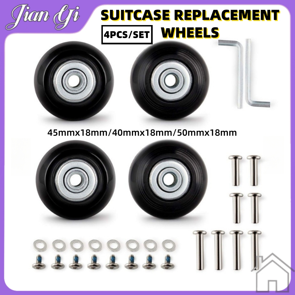 4PCS Roda Koper 40/45/50 mm Karet Pengganti untuk Perbaikan Roda Koper