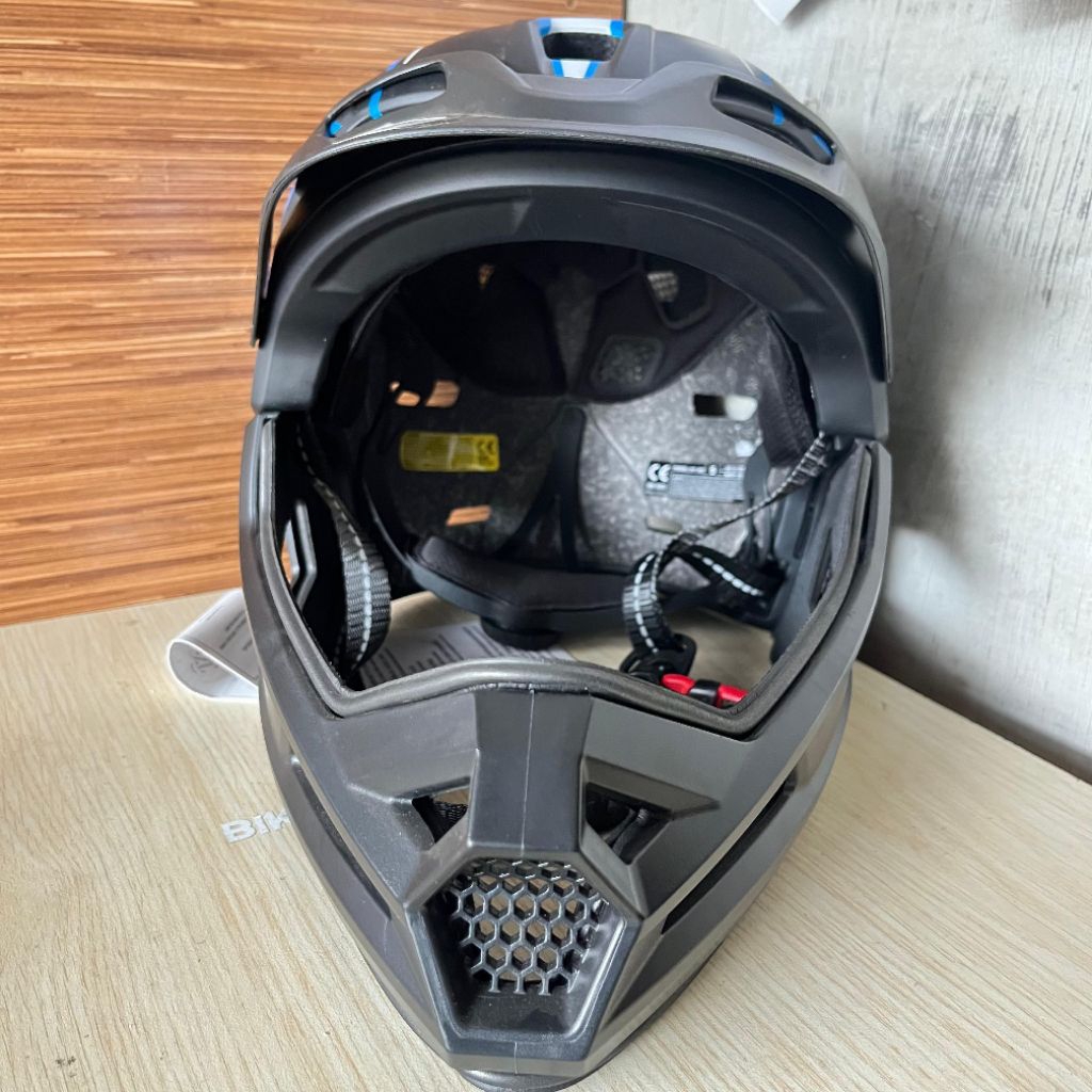 Helm Anak Pushbike Fullface Size S Hitam Biru Model XC