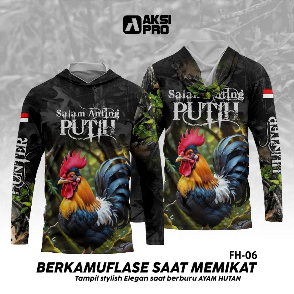 BAJU CAMO PIKAT AYAM HUTAN bisa tambah logo & Nama komunitas