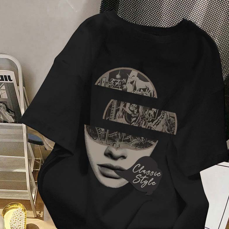 Kaos T-shirt Harajuku Oversize Lengan Pendek Korean Style Pria Wanita Korean Style Oversize M-6XL