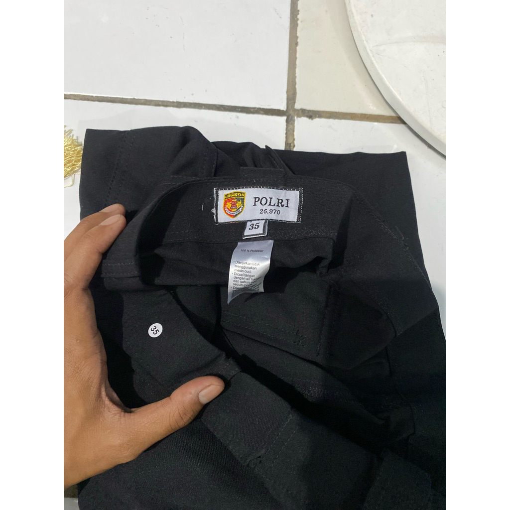 CELANA PDL POLRI TERBARU KODE 25.970 ASLI JATAH POLRI BAHAN DRILL HALUS WARNA HITAM PEKAT