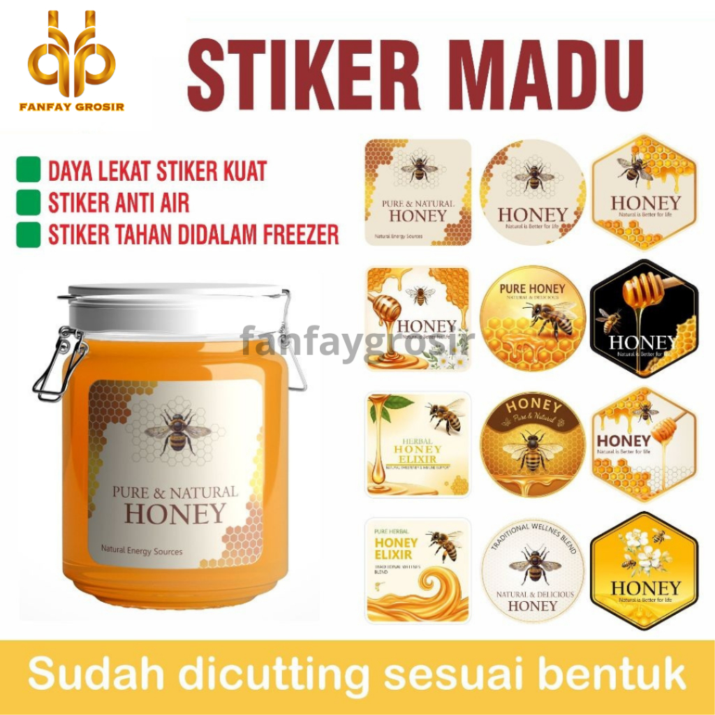 Stiker Madu | Sticker Label Botol Madu Transparan Waterproof Tahan Air Lem Kuat