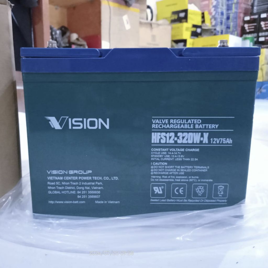 Battery Vrla Vision HFS12-320W-X (12volt-75ah) new