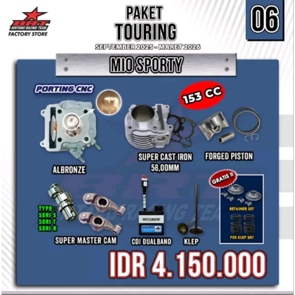 PAKET TOURING MIO SPORTY ORIGINAL BRT HEAD BLOK