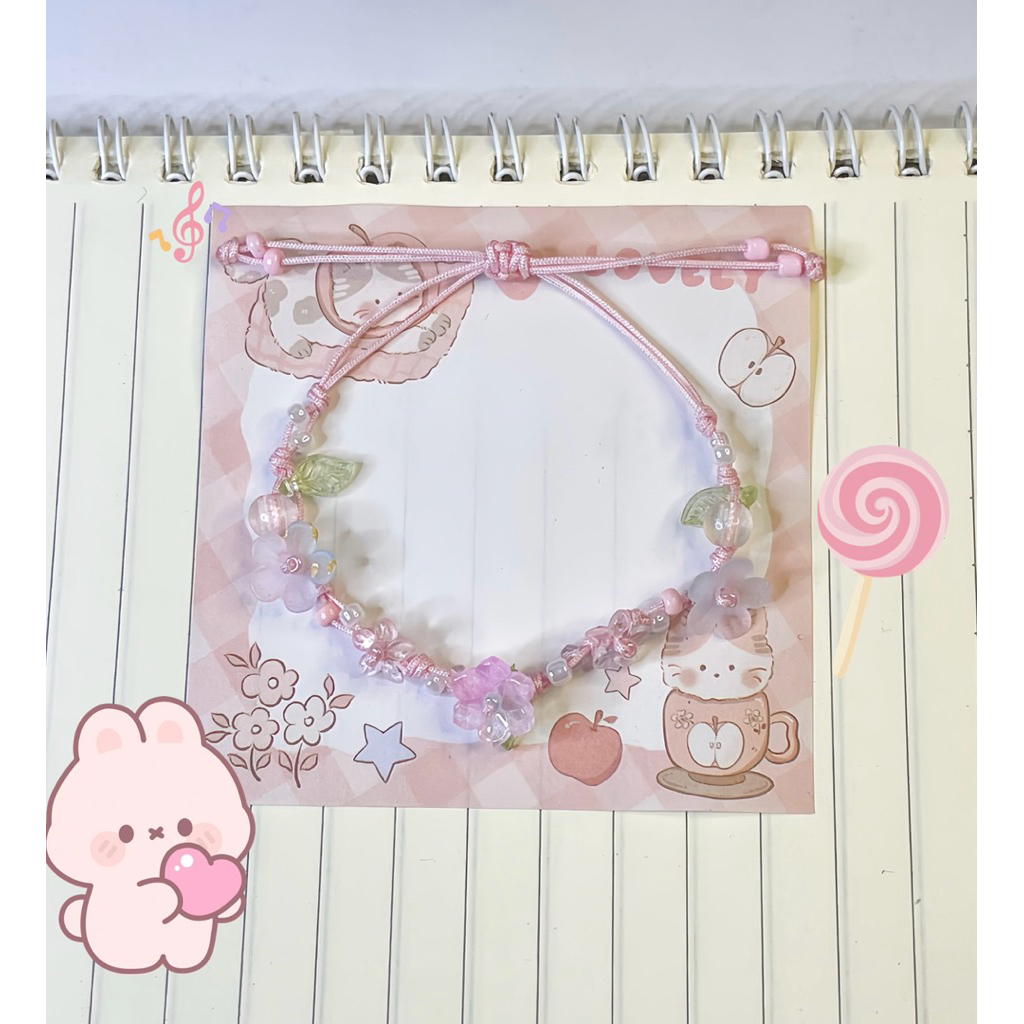 Fairy bracelet giok~ gelang manik bunga ~ Gelang serut tali giok kaca
