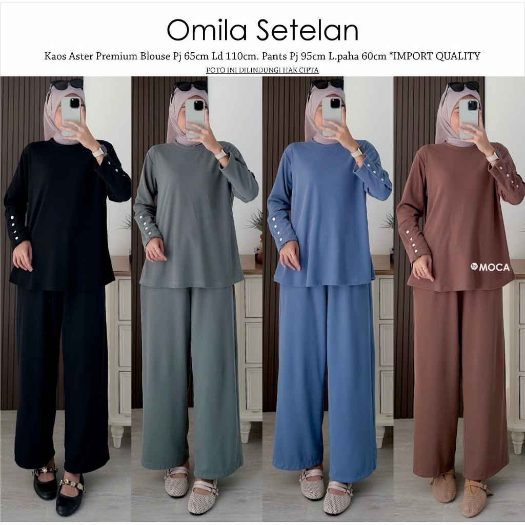 Omila Set Setelan Oneset Jumbo Allsize Busui Premium Knit Uniqlo Original Ori Moca Berlabel