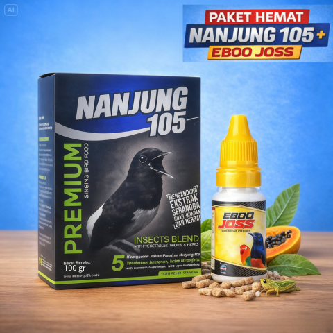 Ebod Jaya Nanjung 105 isi 100 gram dan ebod joss Paket Hemat Pakan dan Vitamin Burung