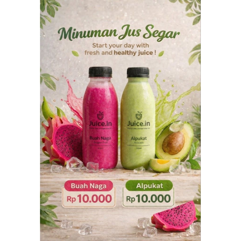 Jus Botol Alpukat dan Buah Naga