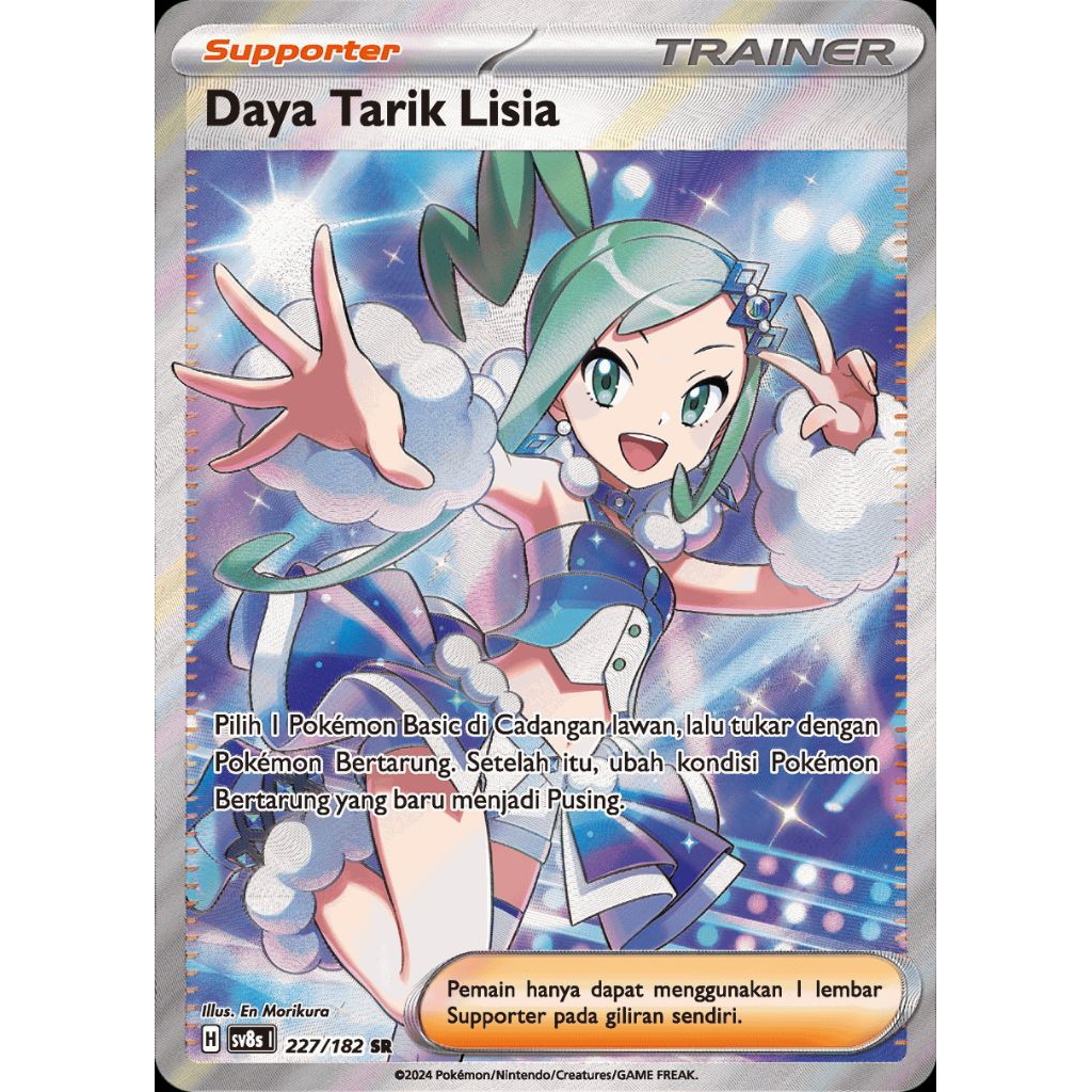 DAYA TARIK LISIA SR 227/182 SV8S KARTU POKEMON TCG INDONESIA ORIGINAL STAPLE CARD H NM CONDITION