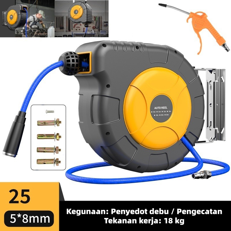 (Garansi 1Tahun)Automatic Air Hose Reel 25M Selang Air hose reel 5/8mm selang angin gulung selang Ko