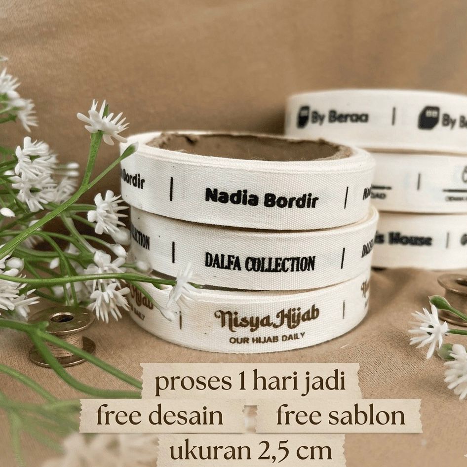MIN 100PCS /Label Baju / Label Hijab / Label Woven Damask Subtitute
