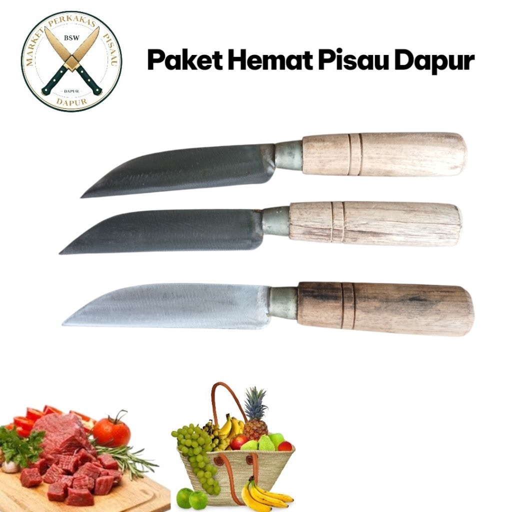 Pisau Dapur Super Tajam Pisau TORIMENG Tradisional Lokal gagang Kayu