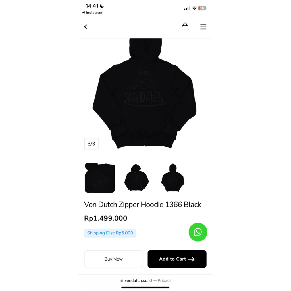 Hoodie Zipper Vondutch Black On Black 1366