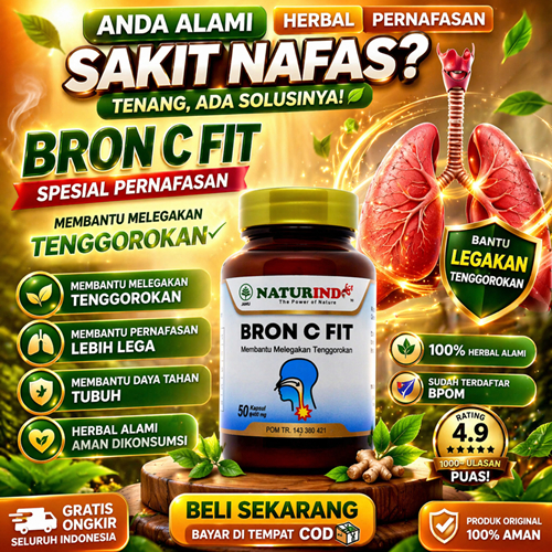 Naturindo Bron C Fit Obat Batuk Menahun Herbal Kapsul Gurah Paru Dan Sesak Nafas BPOM