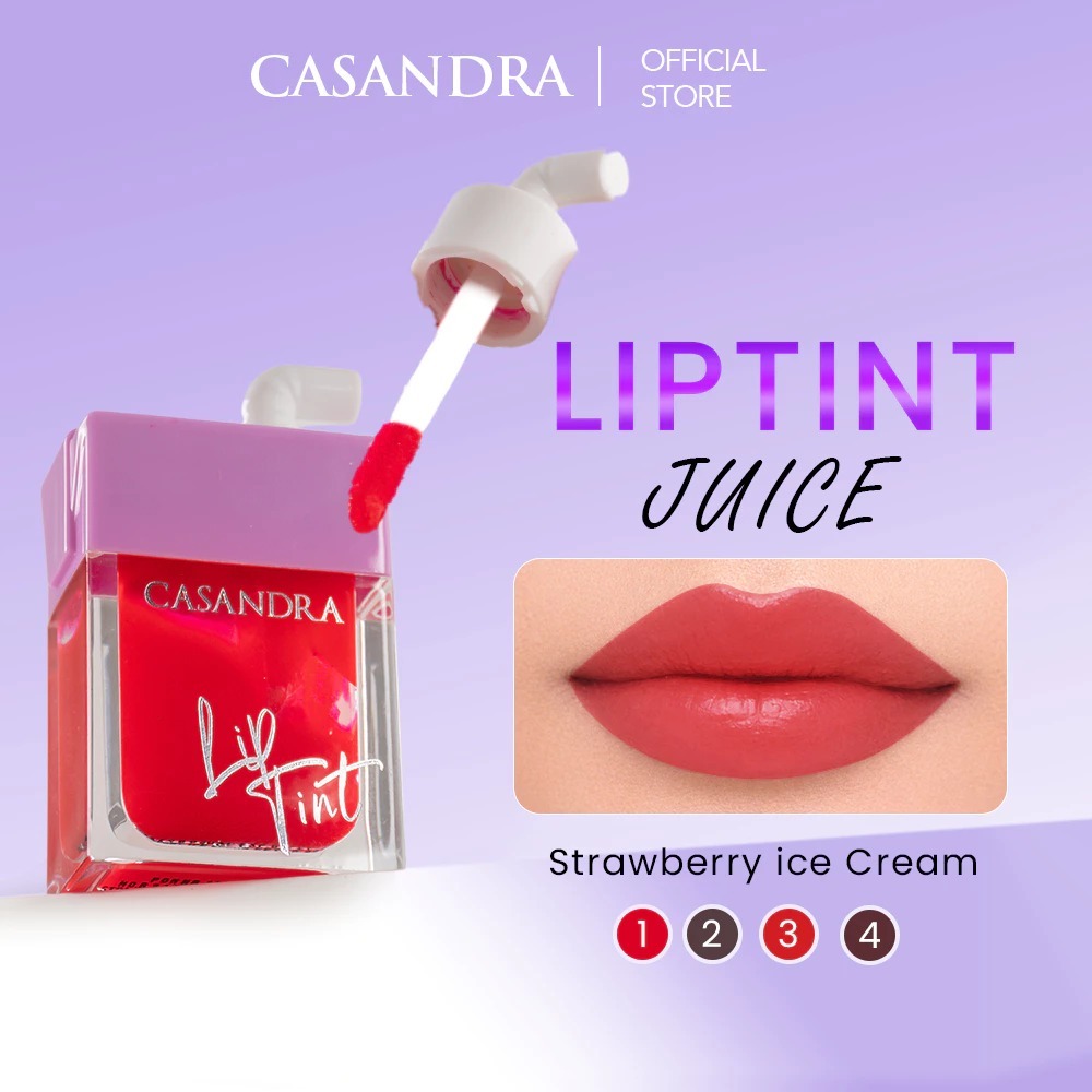 [BPOM] CASANDRA Juice Box Lip Tint Murah Tahan Lama BPOM Lip Tint Natural Glossy Tidak Lengket Melem