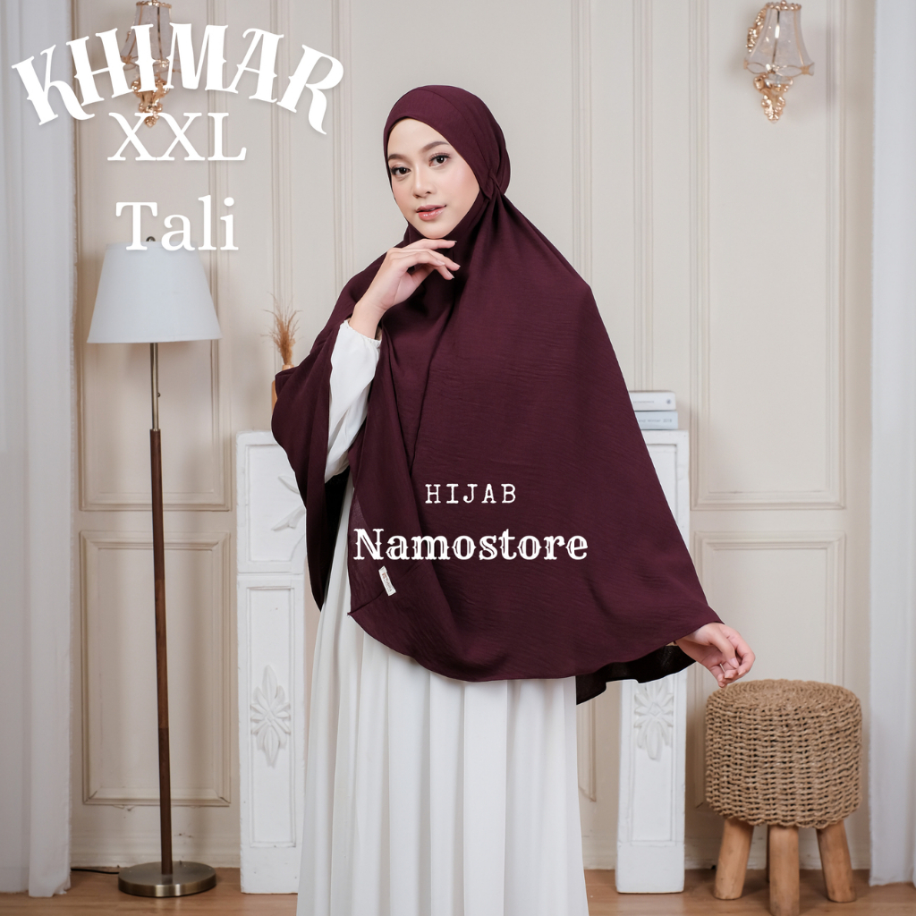 Khimar dagu malay soft ped tali  xxl/ Hijab Instan Jilbab Bergo Dagu Crinkle Airflow Jumbo