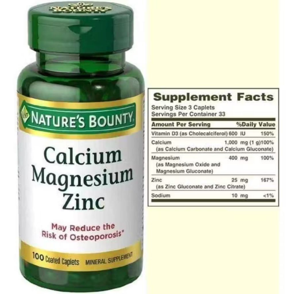 Nature's Bounty Calcium Magnesium Zinc Nature Suplemen D3 Supplement