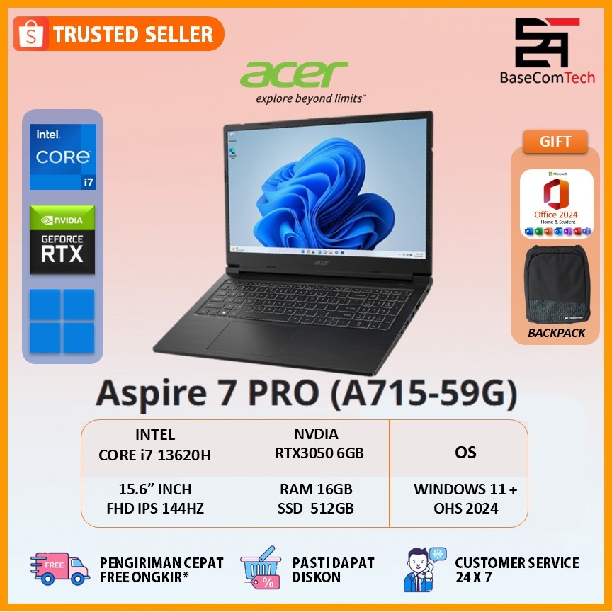 Acer Aspire 7 PRO i7 13620H RTX3050 16GB/512GB 15.6 inchi FHD IPS 144Hz