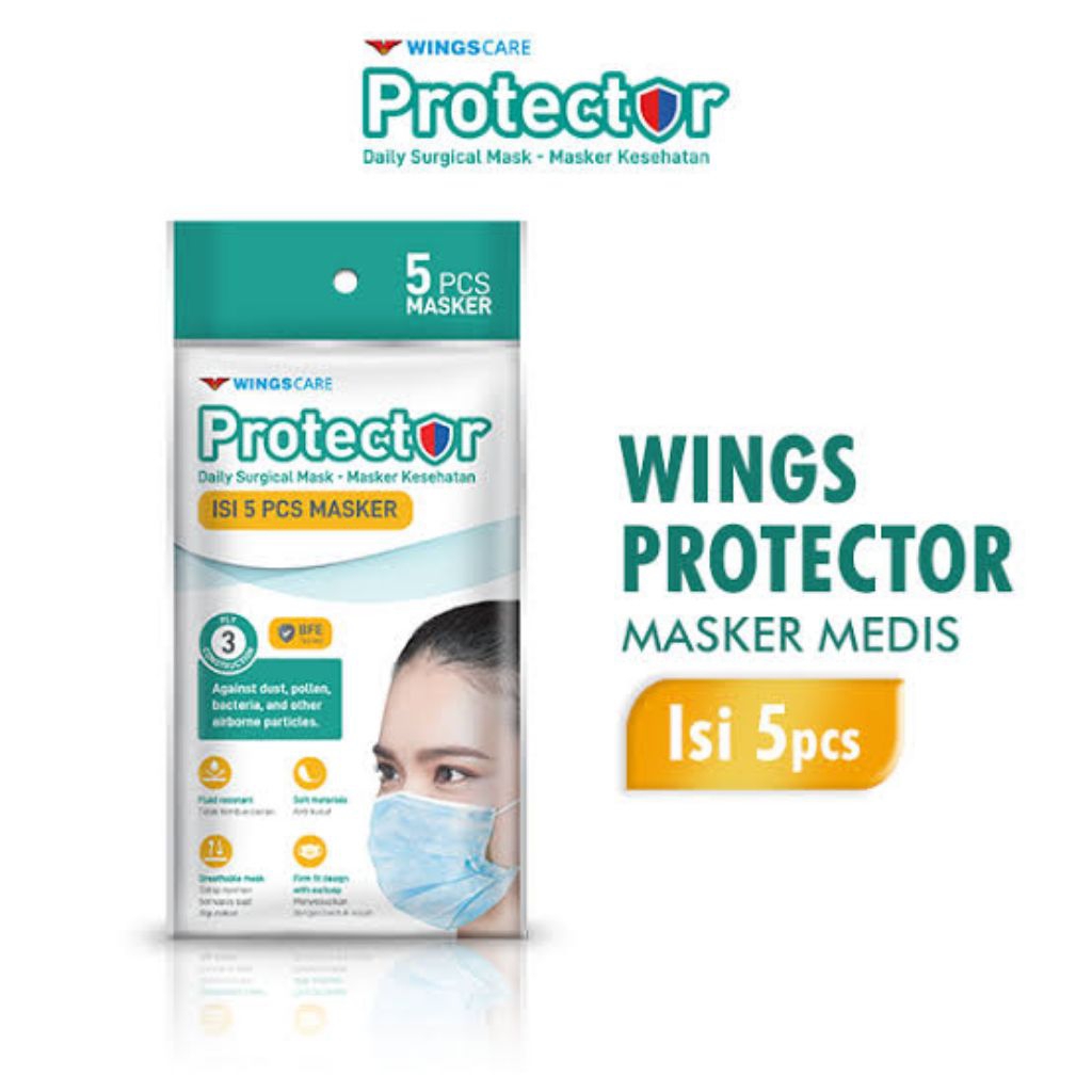 MASKER MEDIS WINGS PROTECTOR ISI 5 PCS
