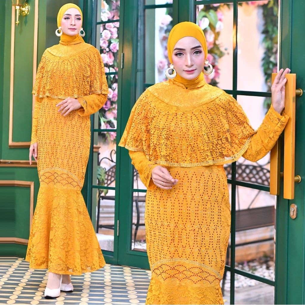 Gamis Brokat Payet Mewah untuk Kondangan / Gamis Untuk Biduan Pesta