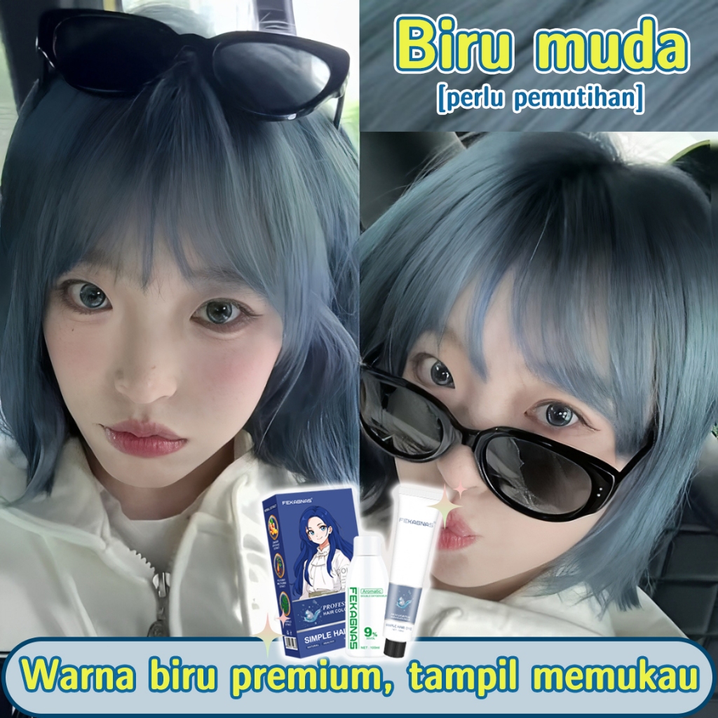 [COD]FEKAGNAS Cat rambut biru muda 200ML,Warna rambut modis(cat warna rambut biru,cat rambut,cat ram