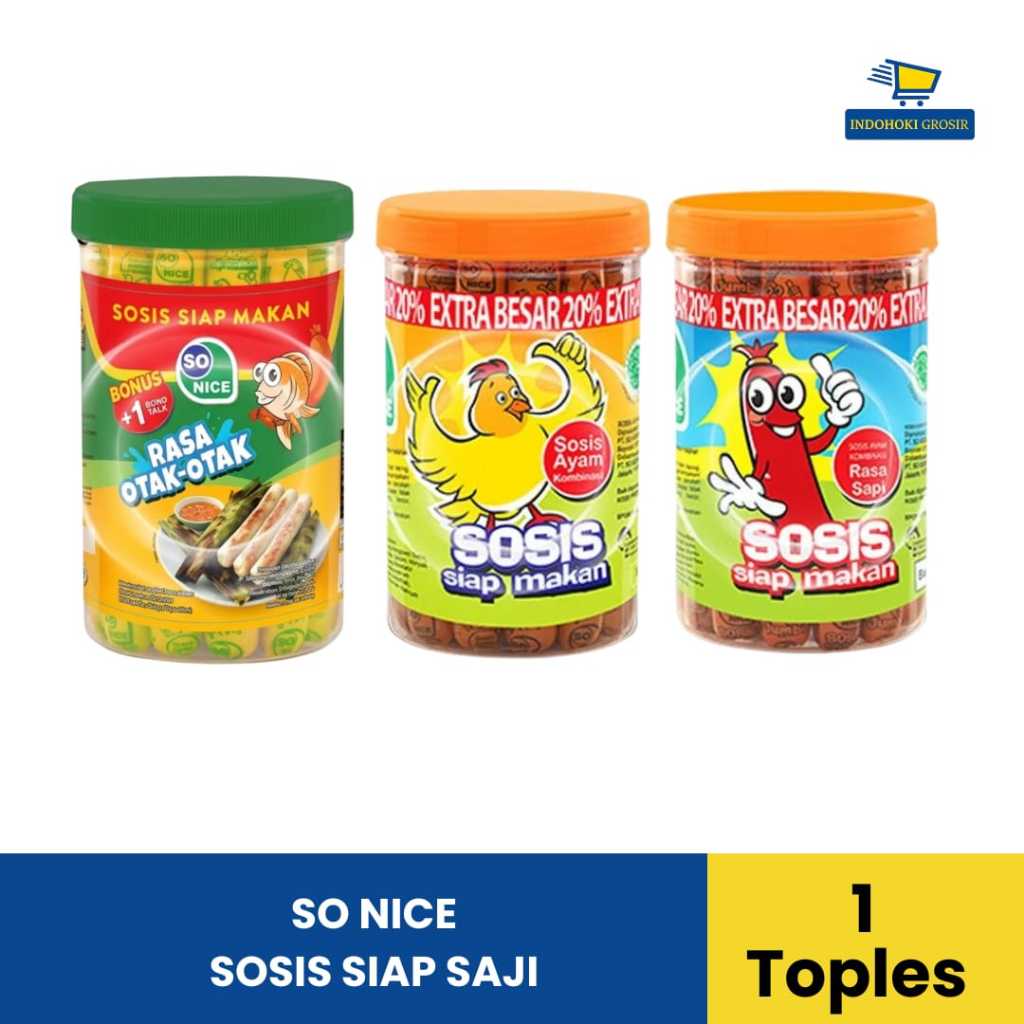 Sosis So Nice Toples Siap Makan - Rasa Sapi Ayam, Pedas, Otak-Otak
