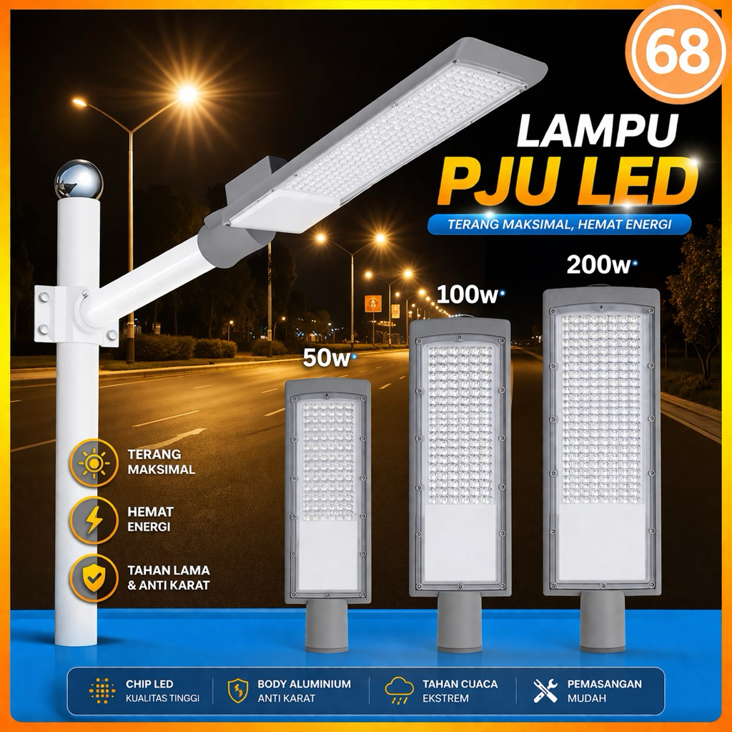 Lampu Jalan LED 50 watt 100 watt 200 watt PJU Penerangan Outdoor Waterproof IP65