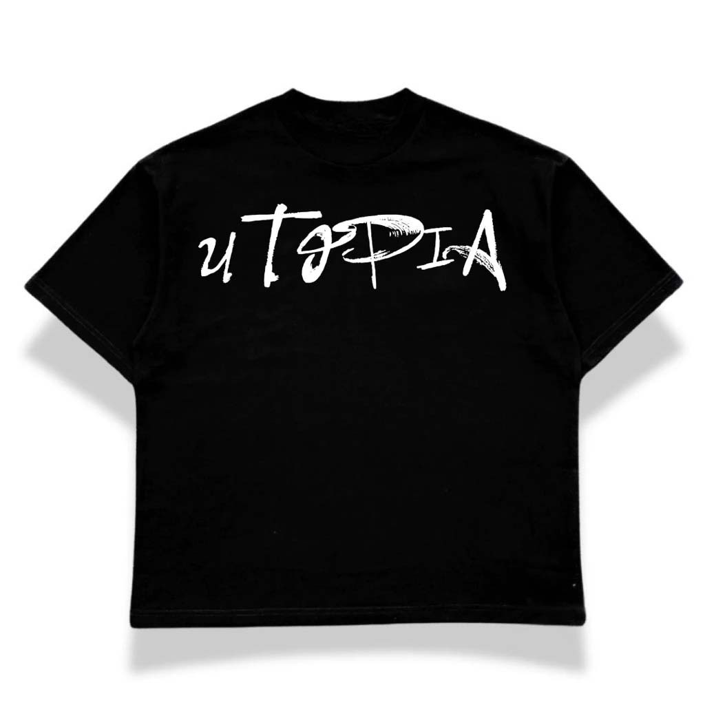 Kaos Boxy Cut Oversized Unisex Pria Wanita Utopia Black - Zothentic