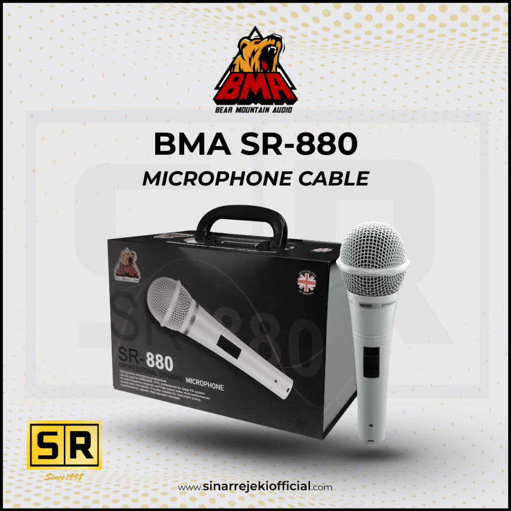 Mic BMA SR 880 Microphone Vocal Dynamic SR880 Kabel