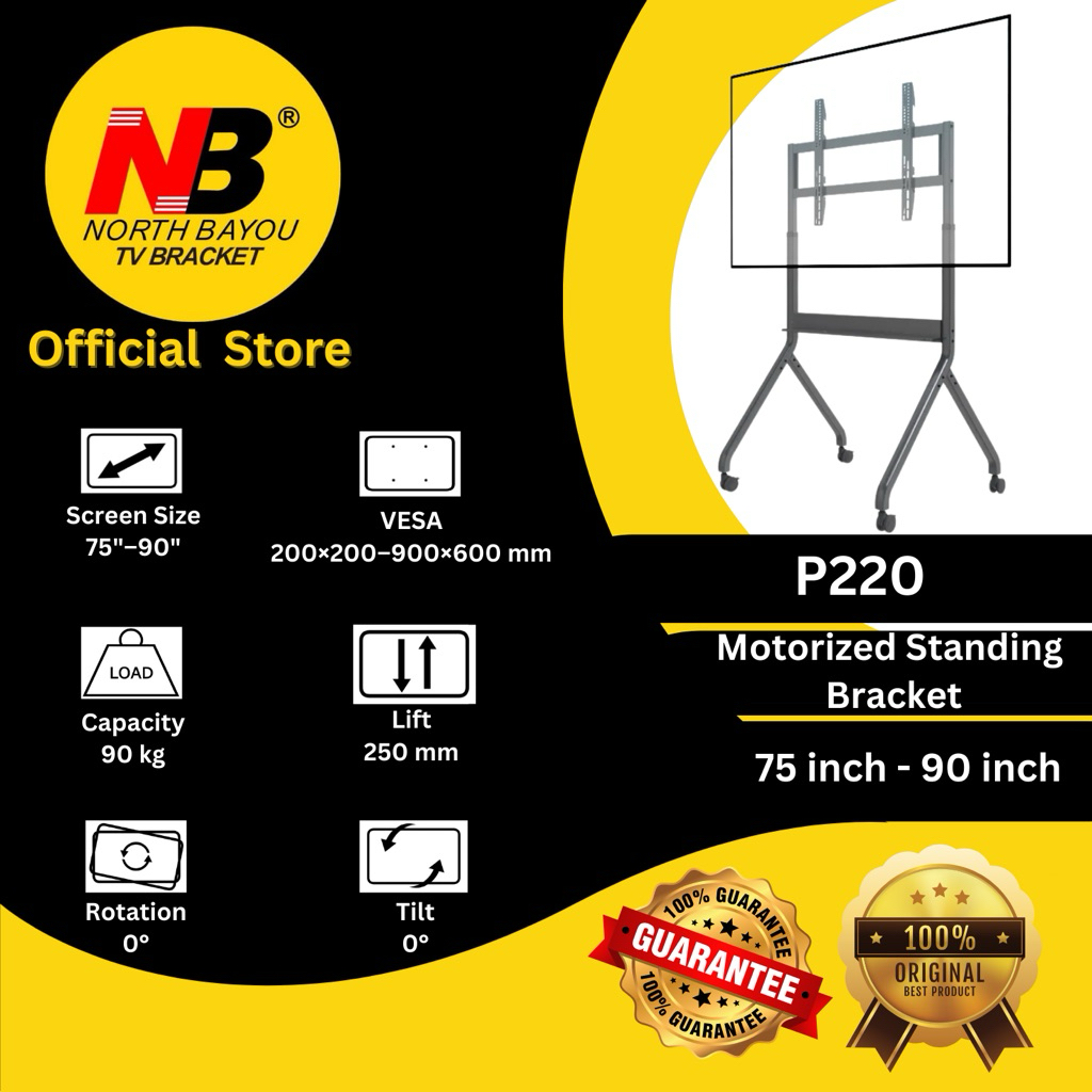 North Bayou NB P220 Motorized Standing Bracket ( 75 inch to 90 inch ) For Display TV LED LCD OLED