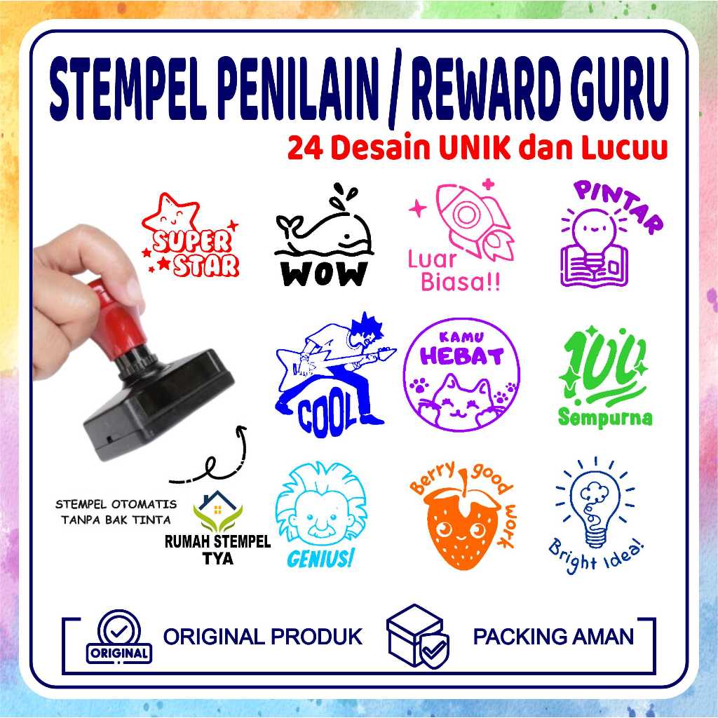 Stempel REWARD Guru TK/PAUD / Stempel Penilaian Guru Karakter LUCUU/ Stempel Flash Otomatis