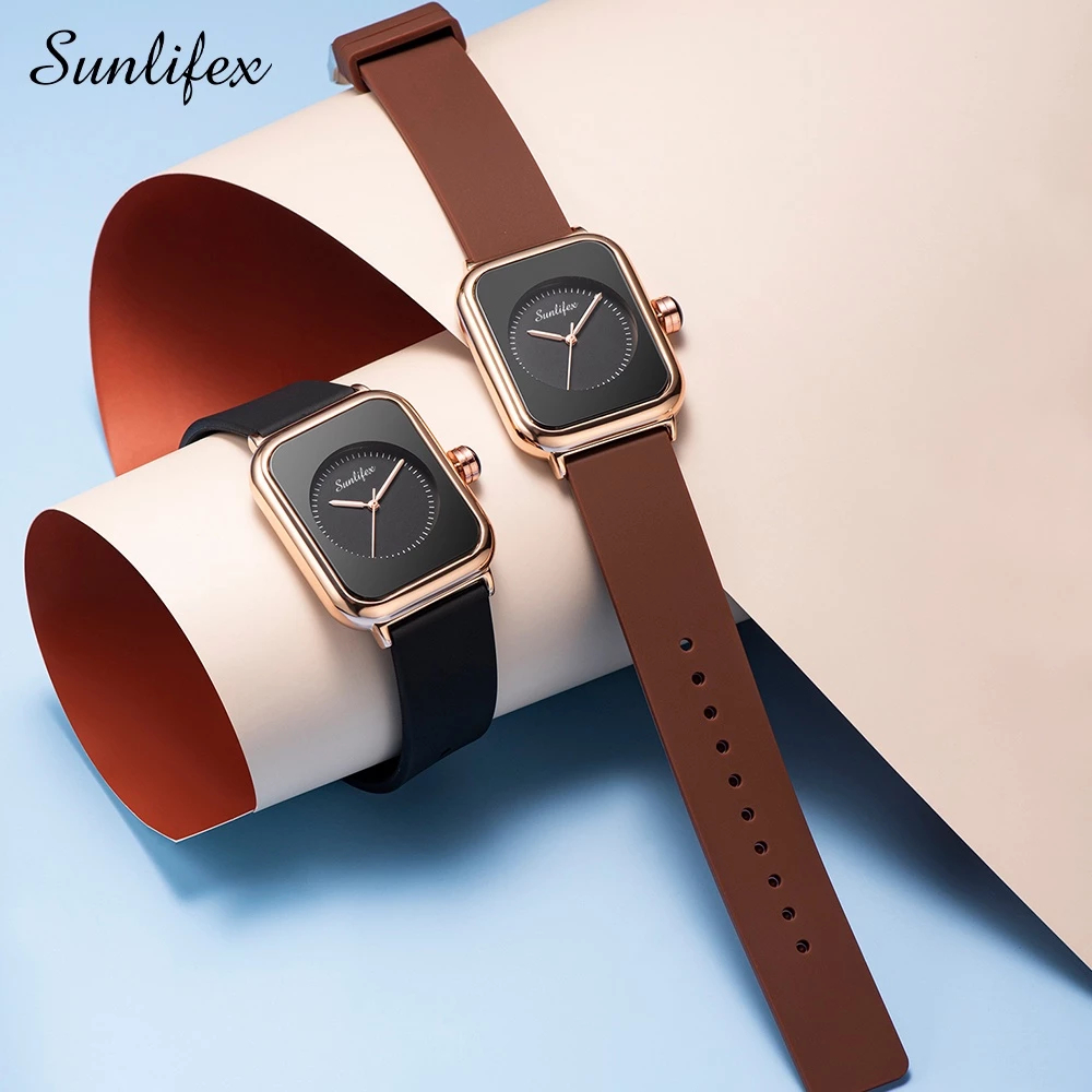 Sunlifex RE096 Jam Tangan Wanita Original Kuarsa Tali Silikon Santai Mode Olahraga