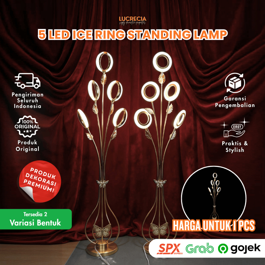 5 LED Ice Ring Standing Lampu Ring Dekorasi Wedding Pelaminan Event Party LED-191