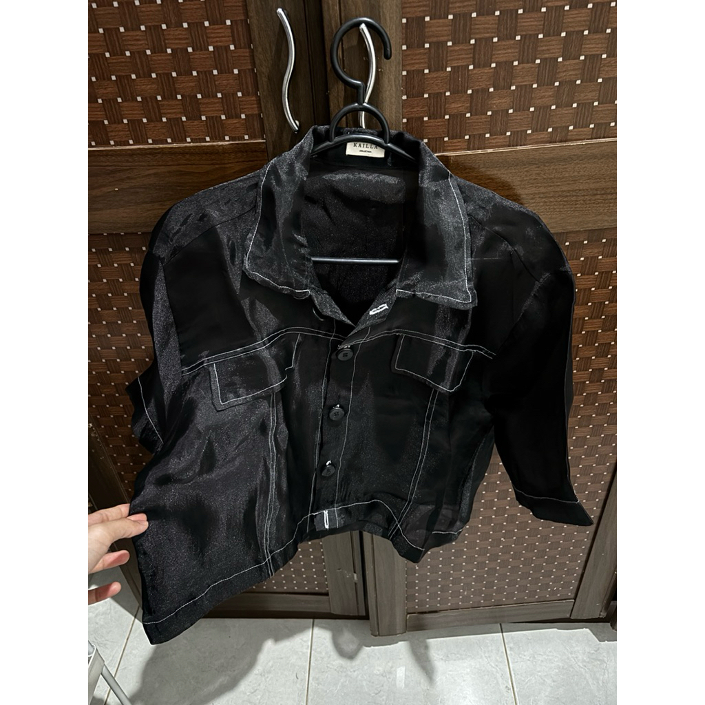 Kailla organza preloved / kemeja organza black tranparant