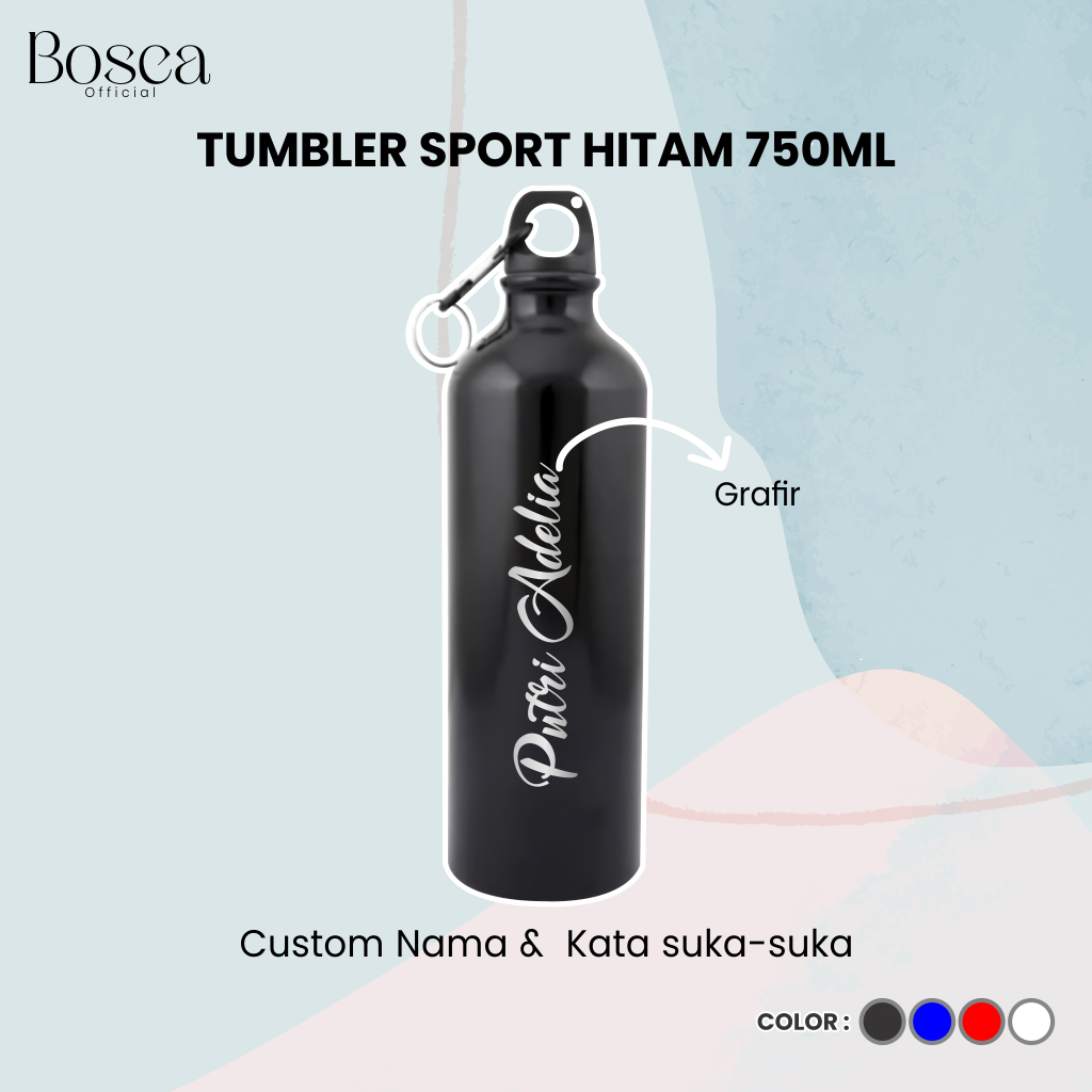Botol Minum Sport 750ml Tumbler Custom Desain free Grafir Nama Logo