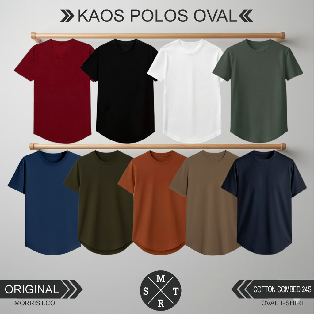 KAOS PRIA POLOS OVAL DISTRO Cotton Combed 24s
