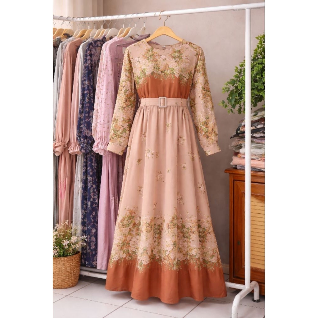 Gamis Ceruty motif bunga