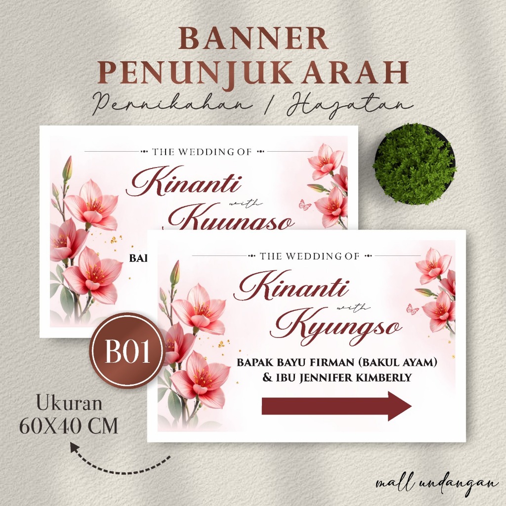 Banner Petunjuk Arah Lokasi Hajatan Pernikahan Khitanan Custom Banner Selamat Datang Ukuran 60 x 40 
