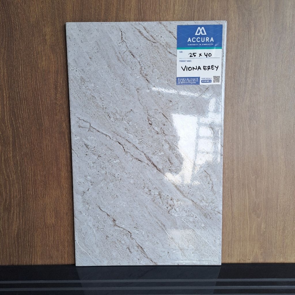 Keramik Dinding 25x40 Mulia Accura Marble Glossy / Keramik Kamar Kandi VIONA GREY