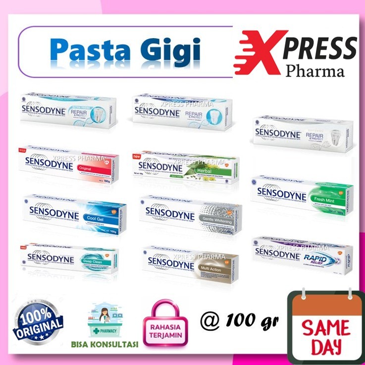 XPRESS  Sensodyne 100 g Gigi Sensitif Plak Rapid Relief Herbal Repair Protect Fresh Mint Cool Gel