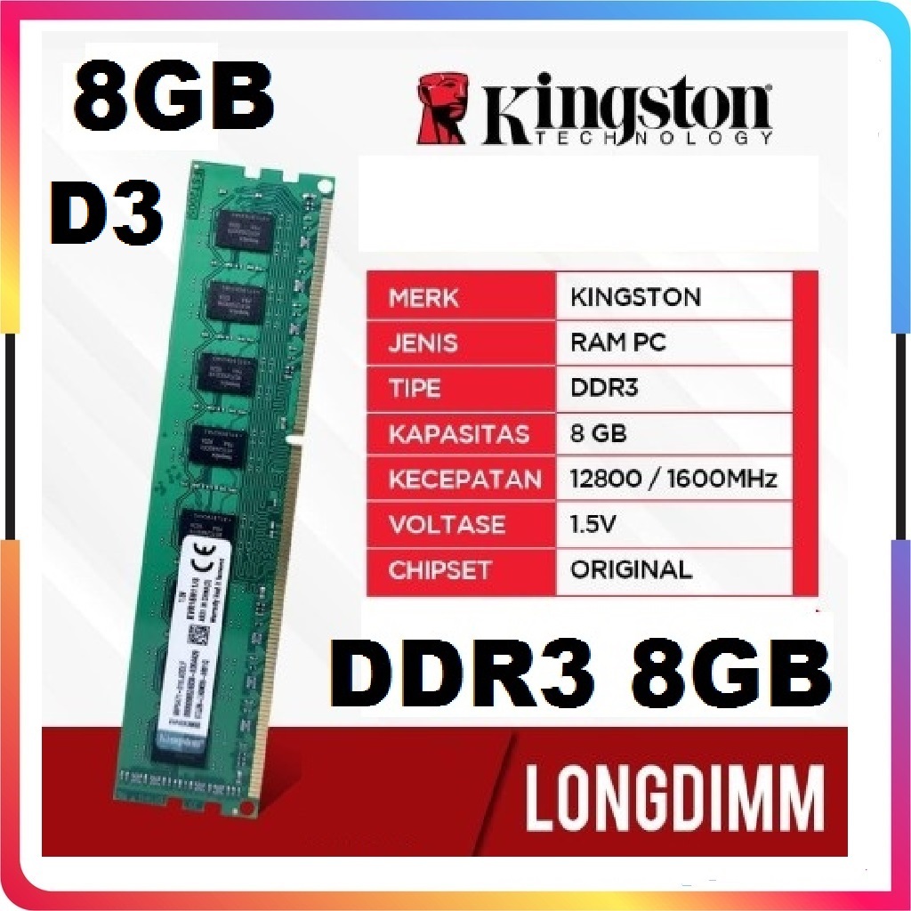 Memory Ram PC DDR3 8GB KINGSTON