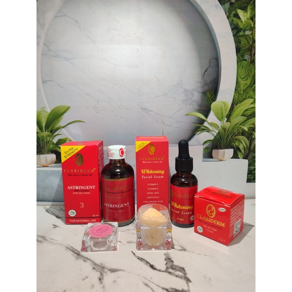 paket clariderm ORI 3in1 perawatan wajah (cream+toner+serum)